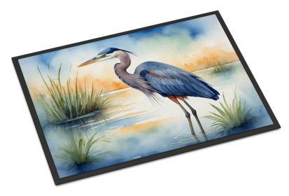 Blue Heron Emerging as the day fades Doormat Front Door Mat Indoor Outdoor Rugs for Entryway, Non Slip Washable Low Pile, 24H X 36W